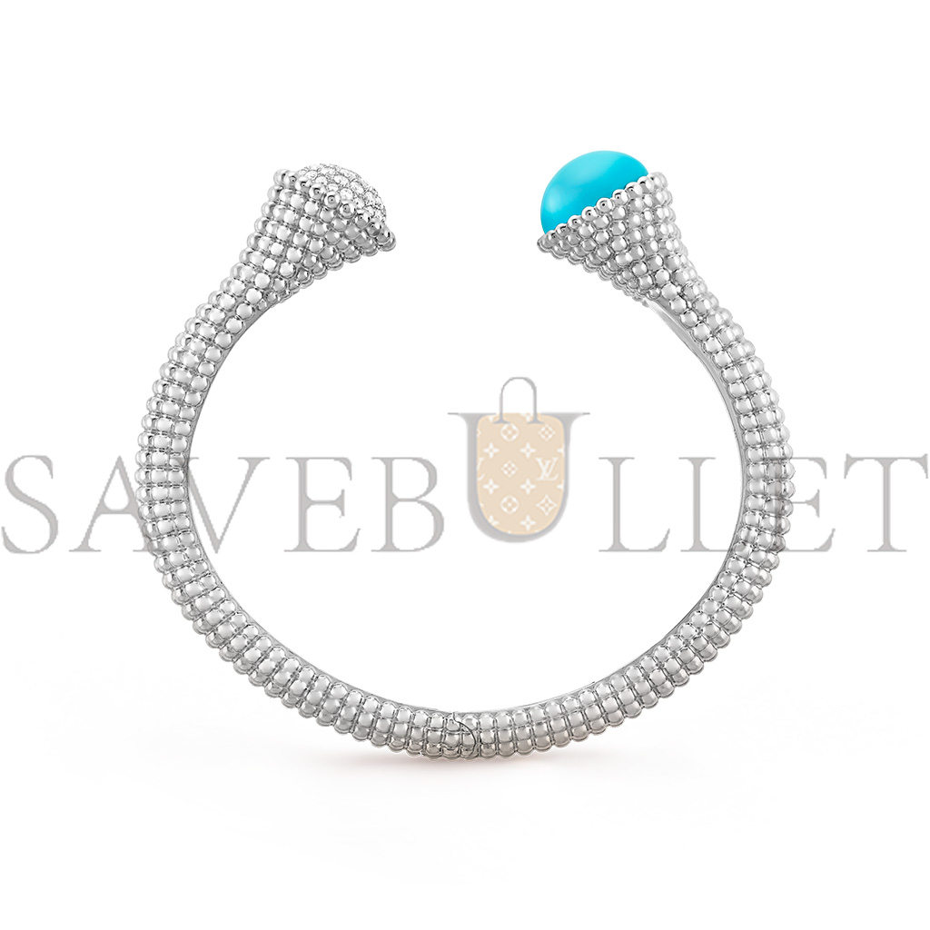 VAN CLEEF ARPELS PERLÉE COULEURS BRACELET, MEDIUM MODEL - WHITE GOLD, DIAMOND, TURQUOISE  VCARP27700